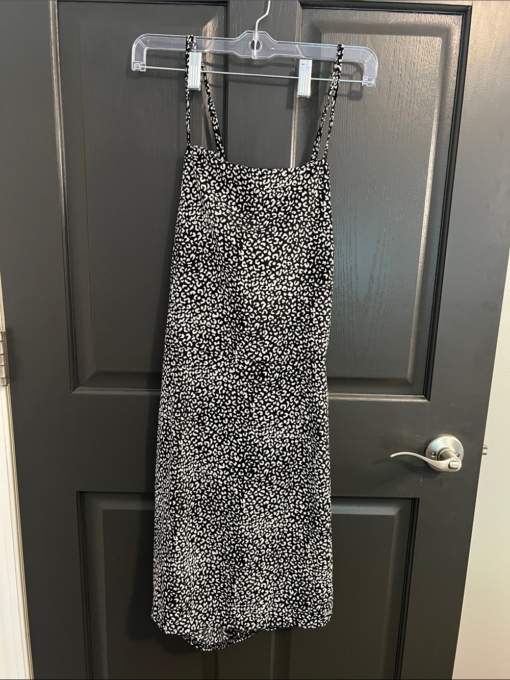 Like new Black leopard print tie-knot low back adjustable slip dress size 10